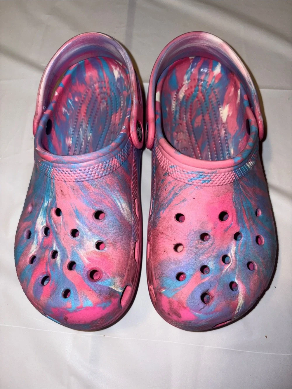 Kids Pink & Blue Tie-Dye Clog Shoes
